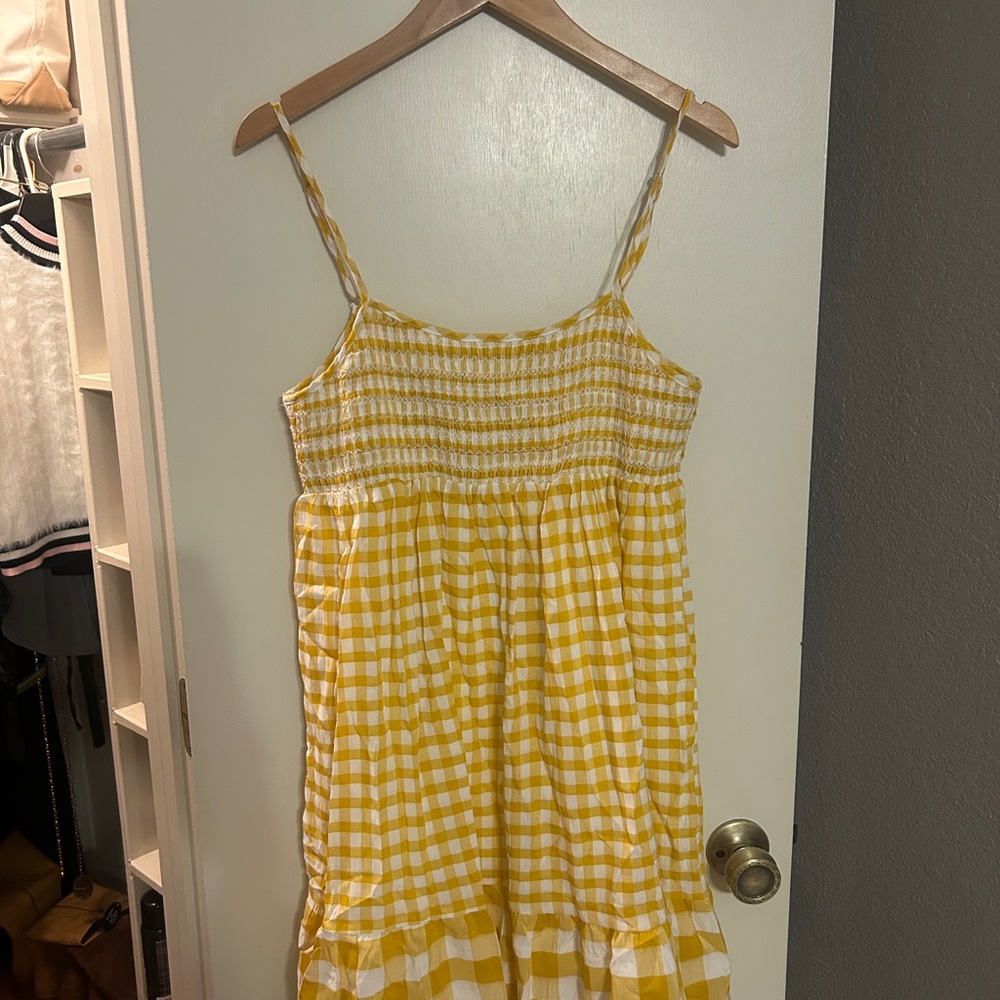 Mittoshop Yellow Gingham Midi Dress